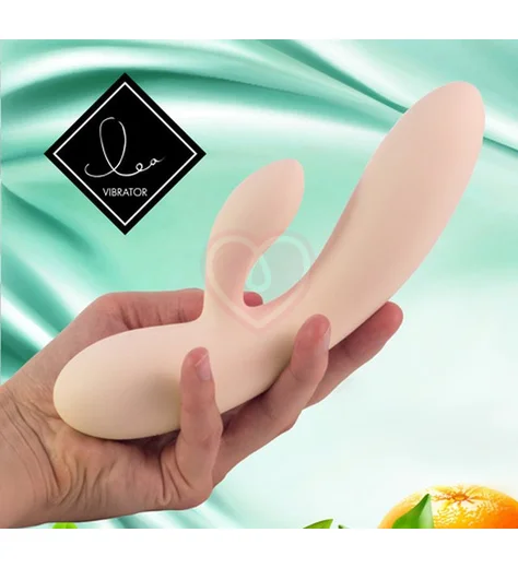 Вибратор с клиторальным стимулятором Lea Rabbit Vibrator Citrus персиковый фото 4