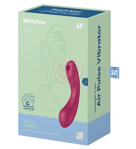 Двухсторонний вакуумный вибростимулятор Satisfyer Curvy Trinity 1 бордовый фото 2