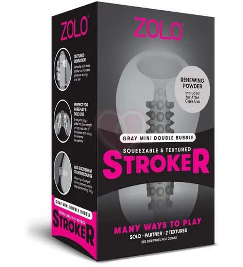 Рельефный мастурбатор Mini Double Bubble серый фото 3