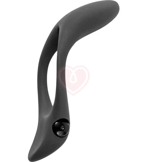 Эрекционное виброкольцо со стимуляцией промежности и клитора Pure Passion Stardust чёрное фото 3