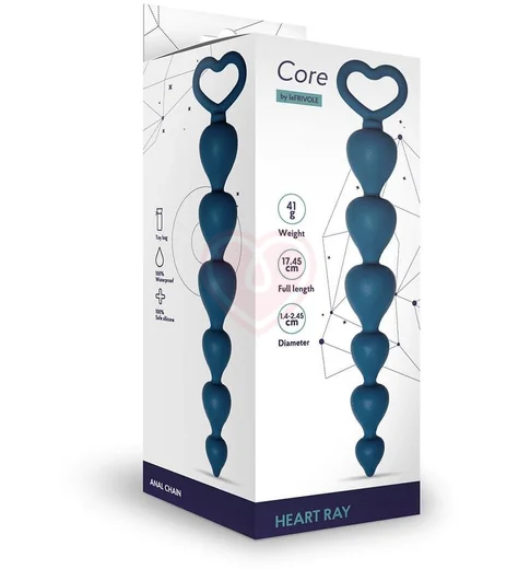 Анальная цепочка Heart Ray Le Frivole с бусинами-сердечками кобальтового цвета фото 3