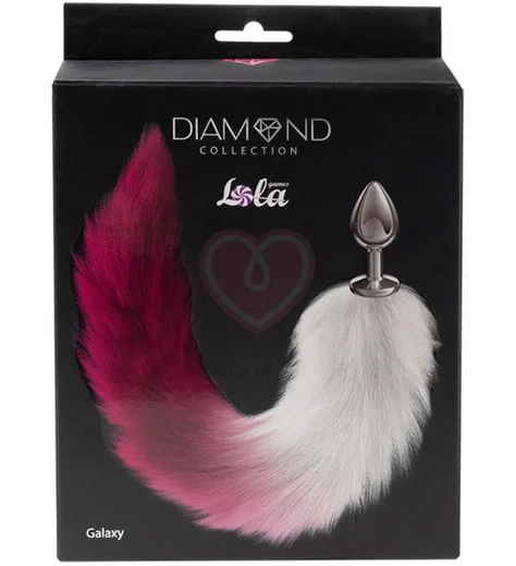 Анальная пробка Diamond Galaxy Pink с розовым хвостом фото 3