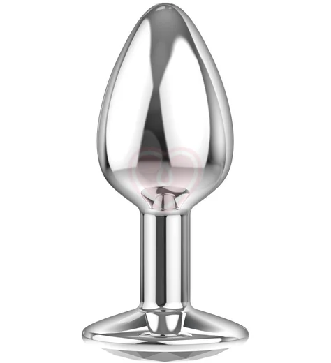 Анальная пробка с прозрачным кристаллом Diamond Clear Sparkle Xl серебро фото 2