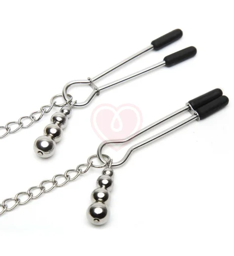 Атласный ошейник с зажимами для сосков '50 оттенков серого' Play Nice фото 3