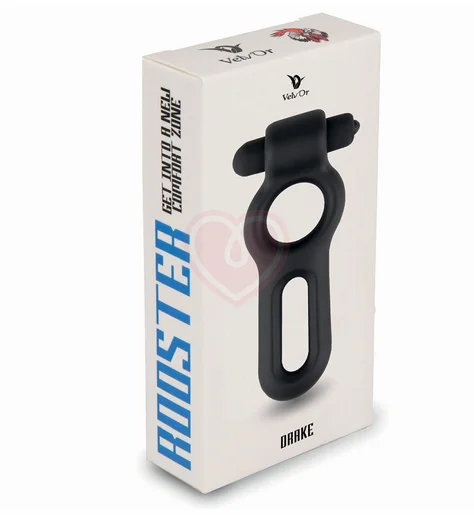 Двойное эрекционное кольцо с вибрацией Velv'Or Rooster Drake черное фото 4