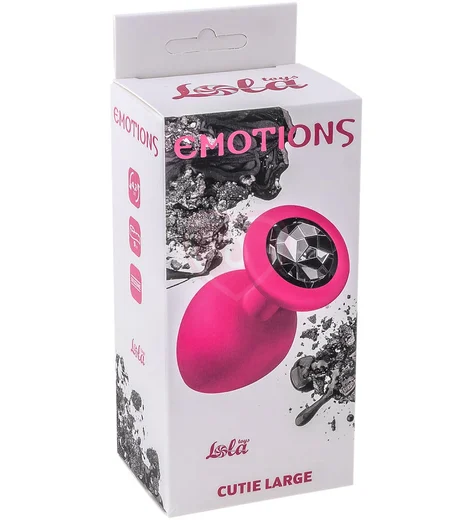Большая анальная пробка Emotions Cutie Large розовая с черным кристаллом фото 3