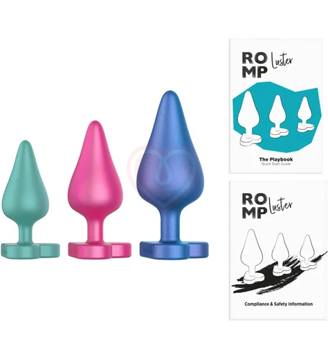 Набор анальных пробок Romp Luster с основанием сердечком фото 3