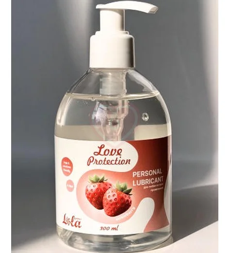 Ароматизированный лубрикант Love Protection Strawberry 300 мл клубника фото 2