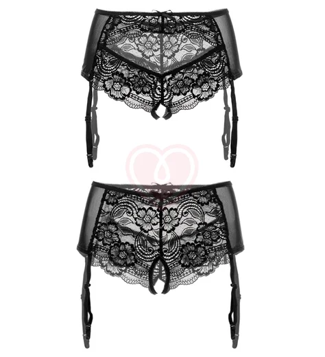 Трусики-пояс с кружевными вставками чёрные фото 3