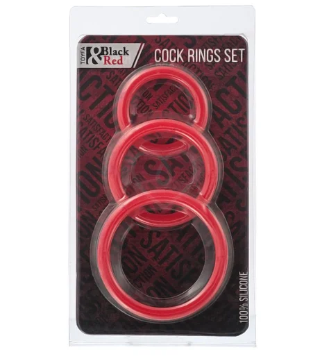 Набор эрекционных колец ToyFa Black&Red красный фото 2