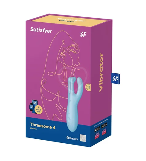 Вибростимулятор Satisfyer Threesome 4 с тремя кончиками и приложением голубой фото 5