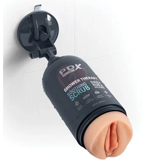 Мастурбатор вагина в бутылке геля Shower Therapy Soothing Scrub Light телесная фото 4