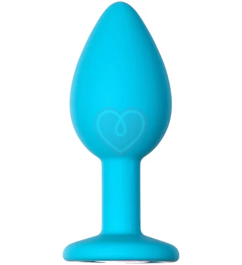 Маленькая анальная пробка Emotions Cutie Small бирюзовая с розовым кристаллом фото 2