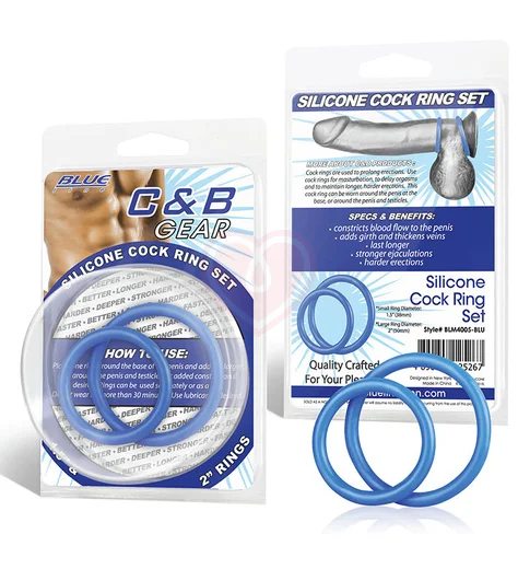 Набор из двух синих колец разного диаметра Silicone Cock Ring Set фото 3