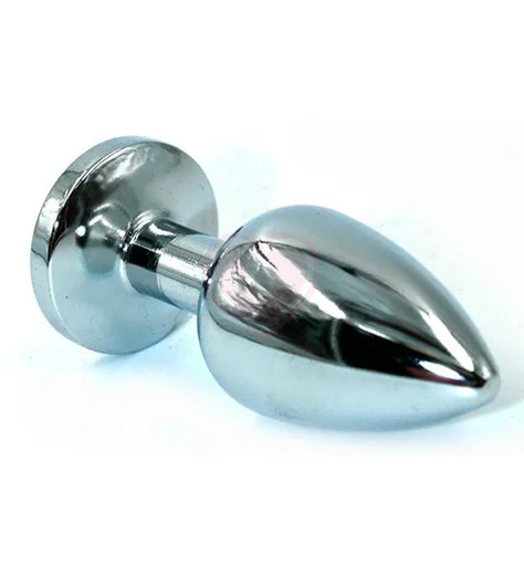 Стальная анальная пробка Medium с малиновым кристаллом фото 2