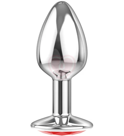 Анальная пробка с красным кристаллом Lola Games Diamond Red Sparkle Small серебро фото 3