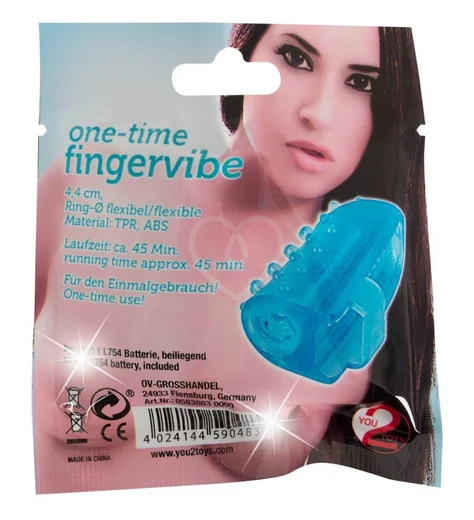 Вибратор на палец One-time голубой фото 2