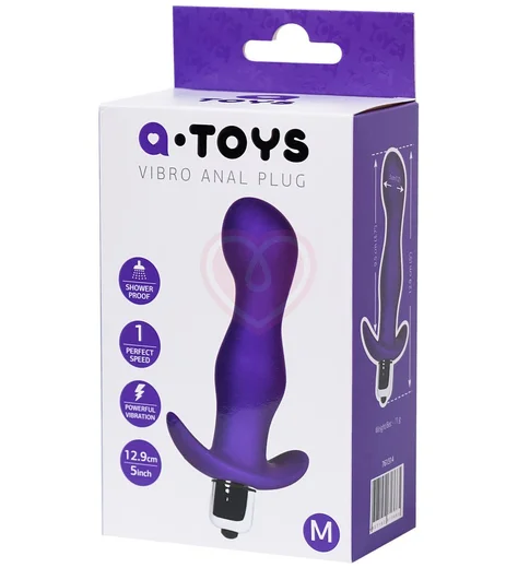 Анальная вибропробка A-Toys Vibro Anal Plug M фиолетовая фото 4