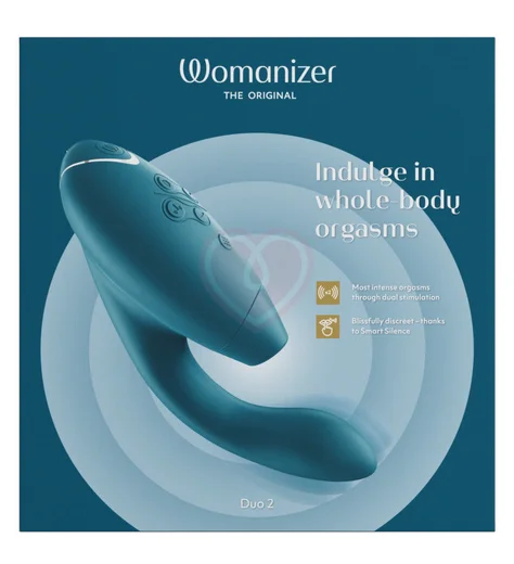 Вибратор с бесконтактной стимуляцией клитора Womanizer DUO 2 бирюзовый фото 7