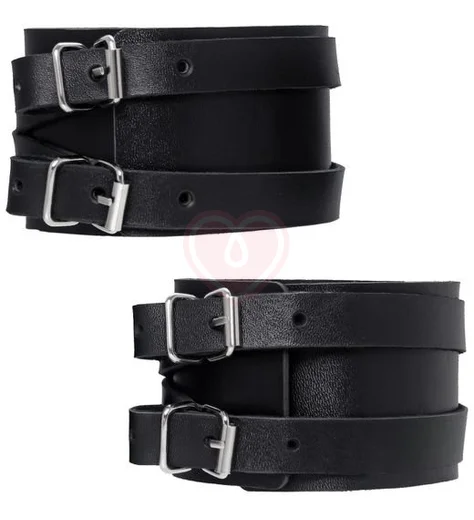 Оковы на ноги с короткой сцепкой-карабином Pecado BDSM черные фото 2