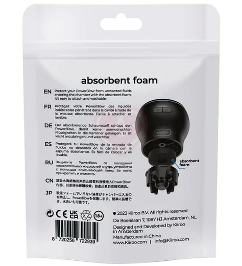 Комплект впитывающих насадок к мастурбатору Kiiroo Powerblow Absorbent Foam 5 шт чёрные фото 2