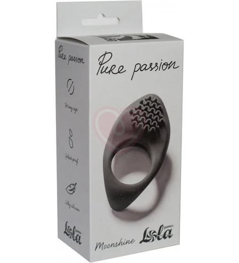 Эрекционное виброкольцо с клиторальной стимуляцией Pure Passion Moonshine чёрное фото 2