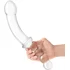 Стеклянный двусторонний фаллоимитатор Girthy Double Sided Dong With Anal Bead прозрачный фото 5
