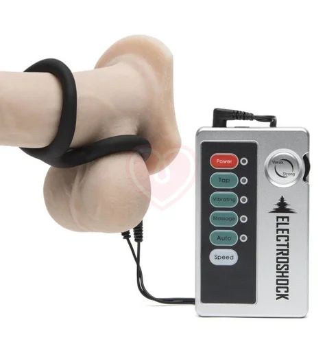 Двойное кольцо с электростимуляцией Shots Cock Ring with Ballstrap фото 2