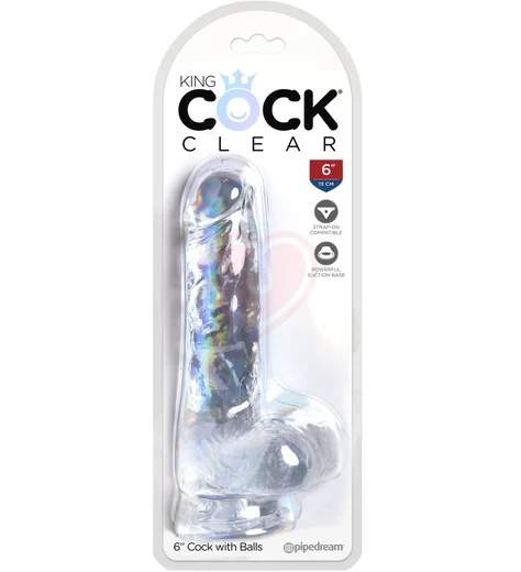 Гелевый фаллоимитатор с мошонкой King Cock Clear 13 см прозрачный фото 3