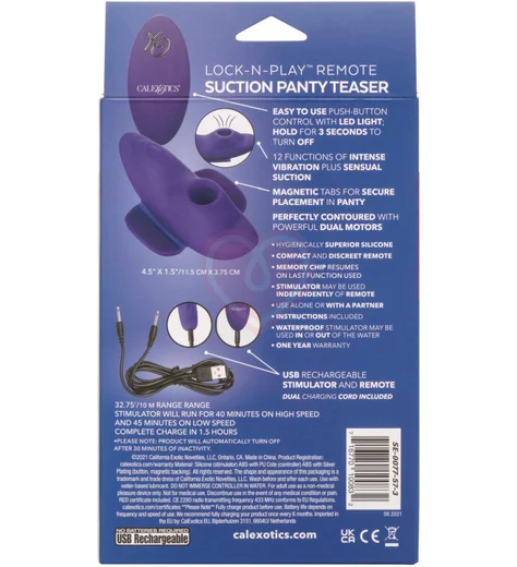Вакуумный стимулятор клитора Lock-N-Play Suction Panty Teaser с пультом фиолетовый фото 3