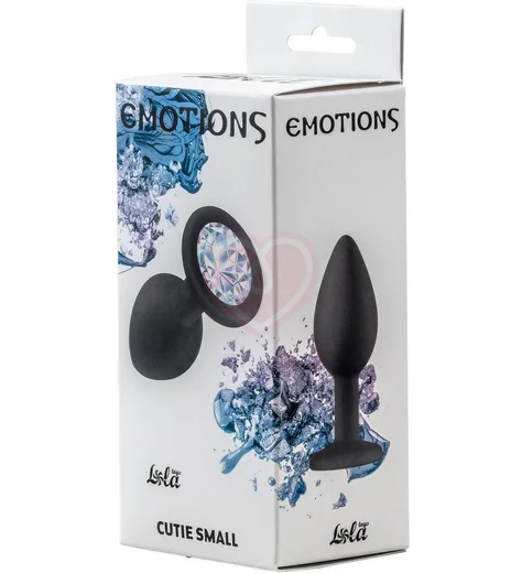 Маленькая анальная пробка Emotions Cutie Small чёрная с кристаллом цвета лунного камня фото 3