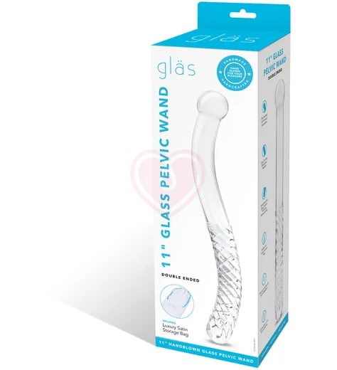 Стеклянный двусторонний фаллоимитатор Glass Pelvic Wand Double Ended прозрачный фото 2