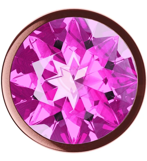 Анальная пробка с розовым кристаллом Diamond Quartz Shine L розовое золото фото 3