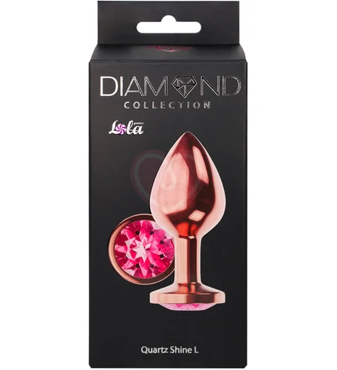Анальная пробка с розовым кристаллом Diamond Quartz Shine L розовое золото фото 4