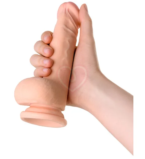 Вибратор реалистик на присоске с мошонкой Toyfa Realstick Elite 15 см телесный фото 4