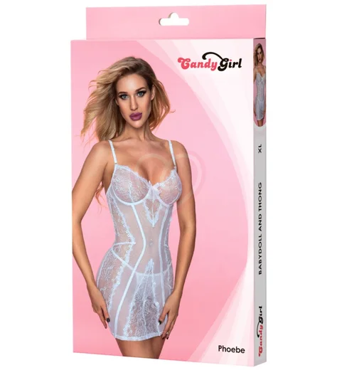 Приталенная комбинация и стринги Candy Girl Phoebe белые фото 3