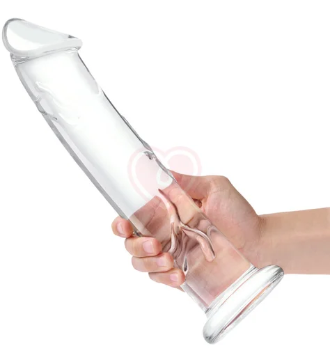 Стеклянный реалистичный фаллоимитатор Glass Dildo With Veins Flat Base прозрачный фото 5