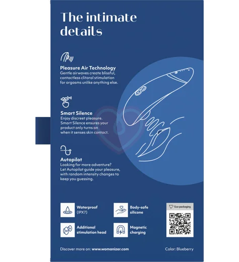 Бесконтактный клиторальный стимулятор Womanizer Premium 2 синий фото 10
