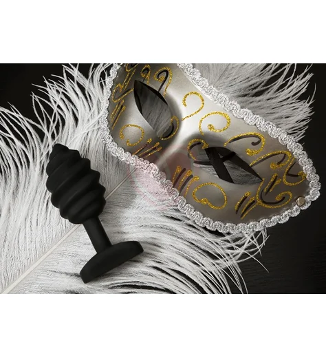 Рельефная анальная пробка с вибрацией Gvibe Gplug Twist чёрная фото 4