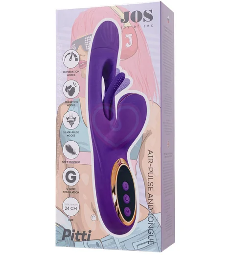 Вибратор-кролик с вакуумной стимуляцией клитора и язычком для зоны G Jos Pitti фиолетовый фото 8