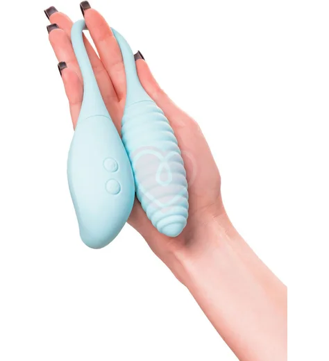 Вакуумно-волновой стимулятор и яйцо-пульсатор Jos Roow голубой фото 7