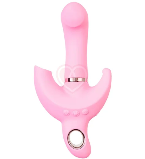 Поворотный вибратор с вакуумно-волновой и анальной стимуляцией Jos Twistme розовый фото 1