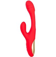 Вибратор-кролик с подвижным язычком Jos Patti красный