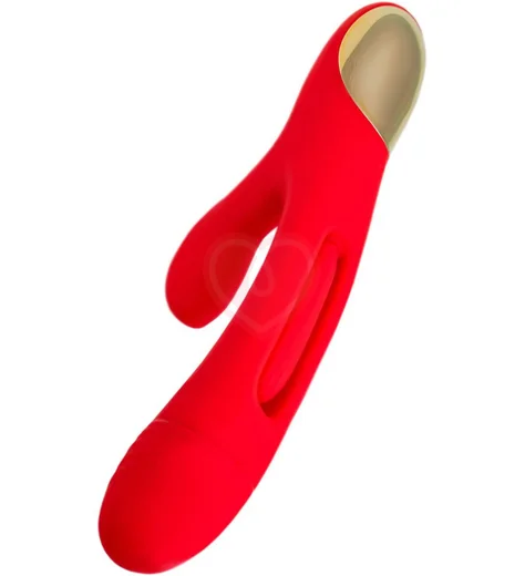 Вибратор-кролик с подвижным язычком Jos Patti красный фото 4