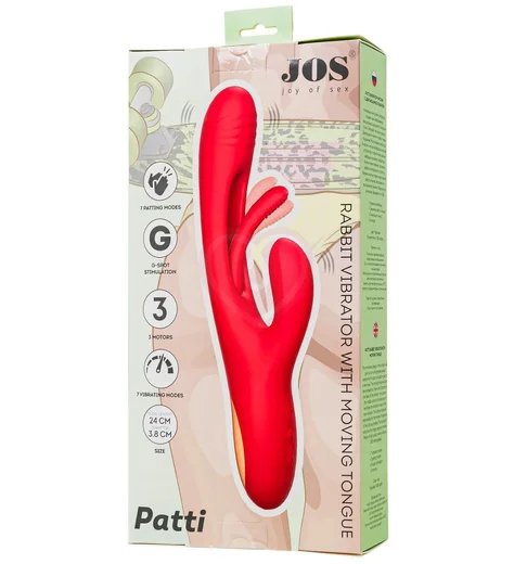 Вибратор-кролик с подвижным язычком Jos Patti красный фото 7