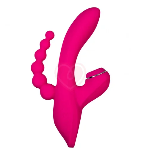 Вибратор-кролик с анальной ёлочкой Jos Tripling розовый фото 1