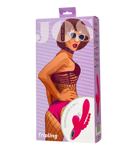 Вибратор-кролик с анальной ёлочкой Jos Tripling розовый фото 8