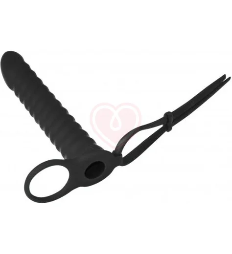 Насадка для двойного проникновения с лассо и вибропулей Pure Passion Rori 16 см чёрная фото 4