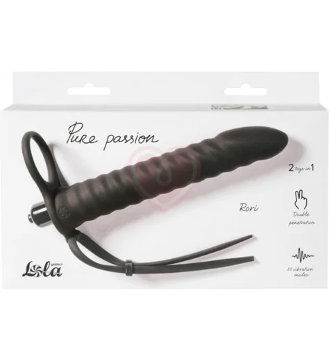 Насадка для двойного проникновения с лассо и вибропулей Pure Passion Rori 16 см чёрная фото 5