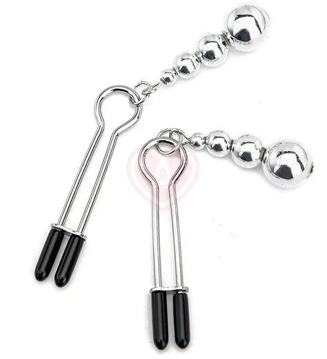 Зажимы на соски с подвесками-бусинами Kanikule серебряного цвета фото 5